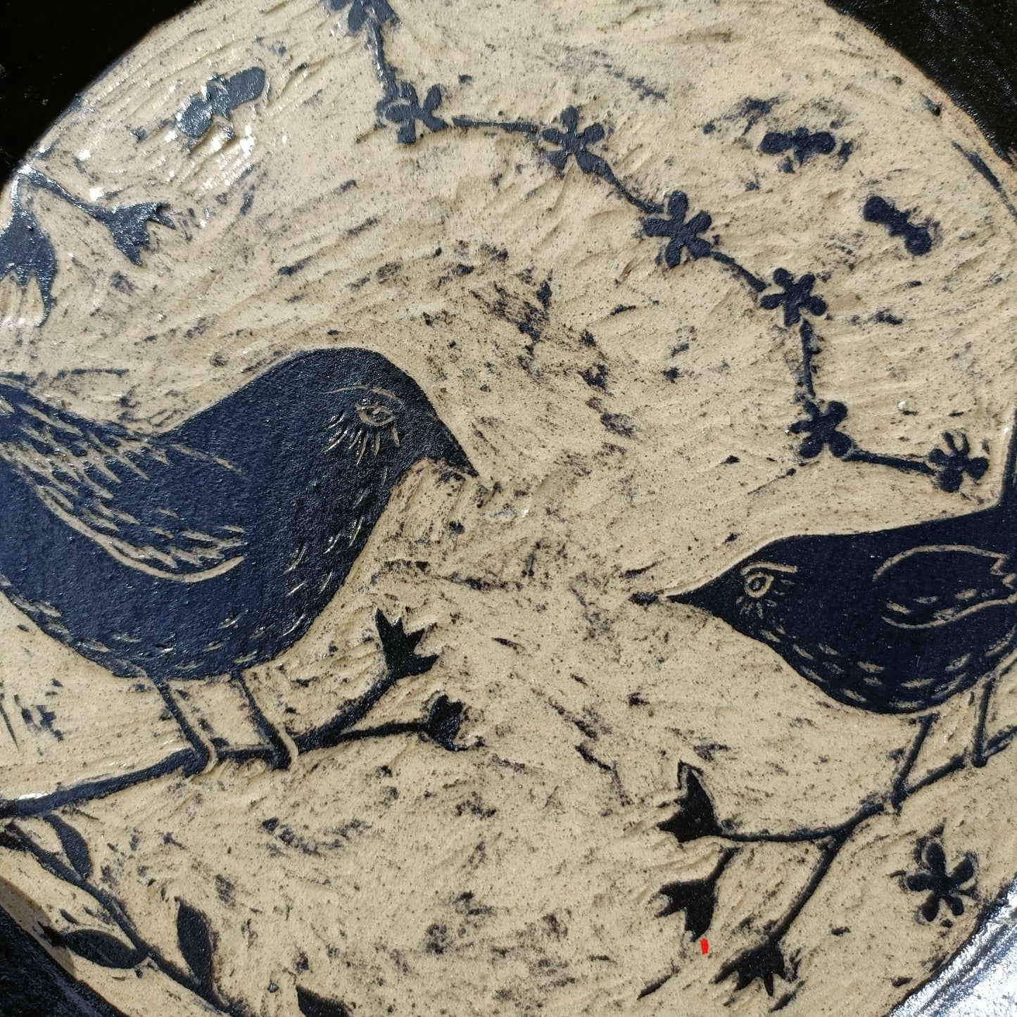 Mother and baby wren plate