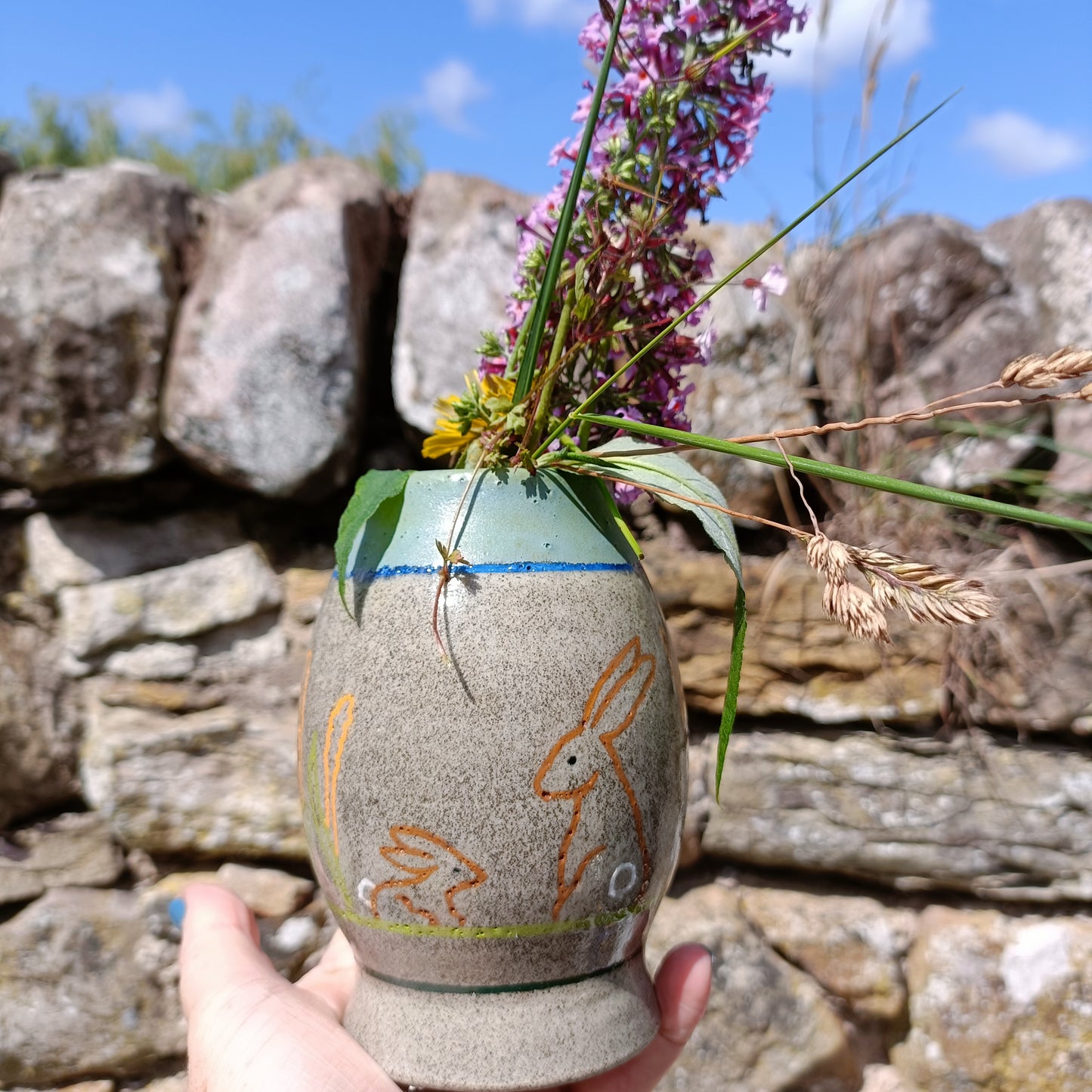 Mother and baby Hare Vase