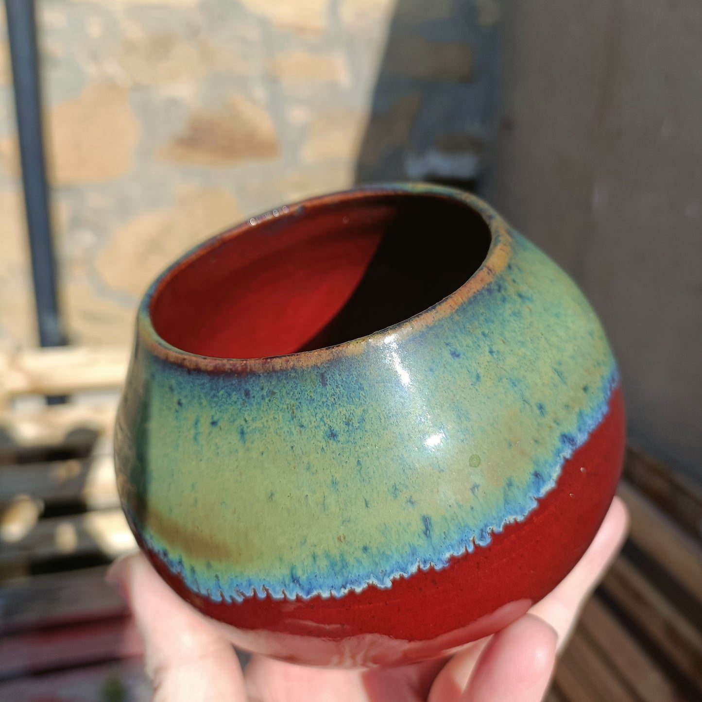 Red and Green Bowl Vase