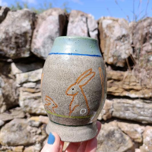 Mother and baby Hare Vase